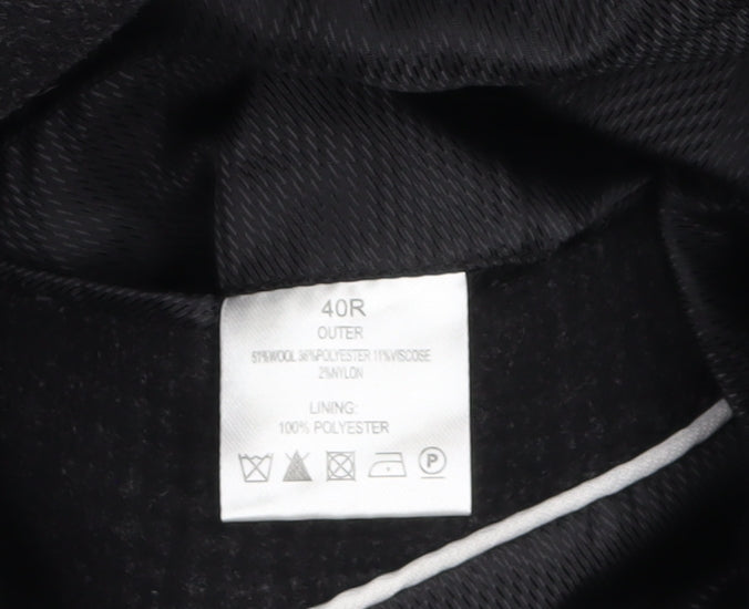 Blaze Men’s Black Wool Blend Mid-Length Classic Overcoat 40R