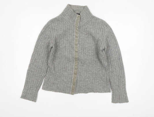 Boden Women Grey Full Zip Lambswool Knit Jumper S