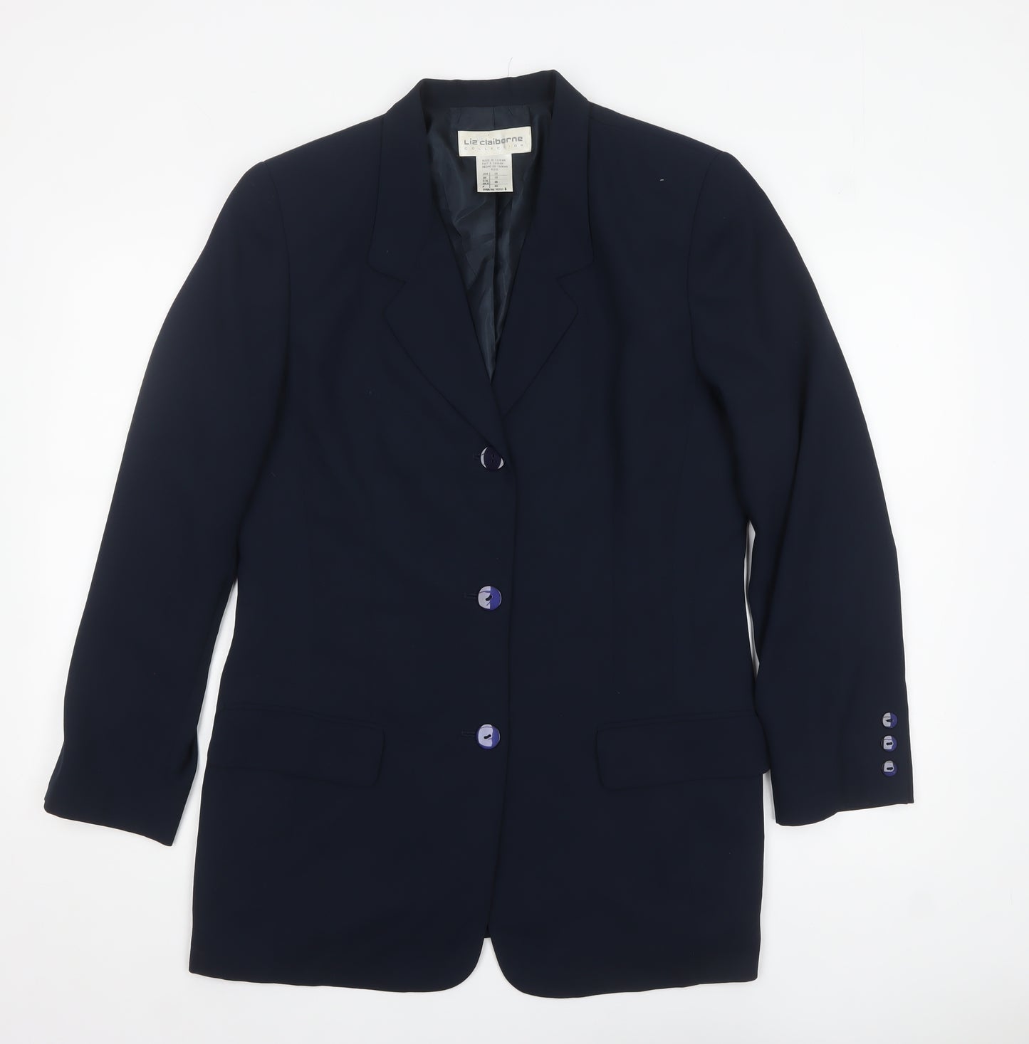 Liz Claiborne Women Navy Blue Single-Breasted Blazer Size 12