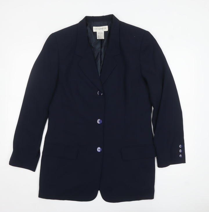 Liz Claiborne Women Navy Blue Single-Breasted Blazer Size 12