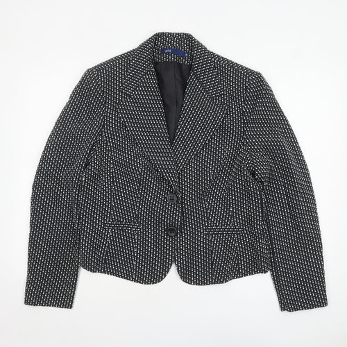 Aria Womens Black Polka Dot Cotton Lined Two Button Blazer Size 18
