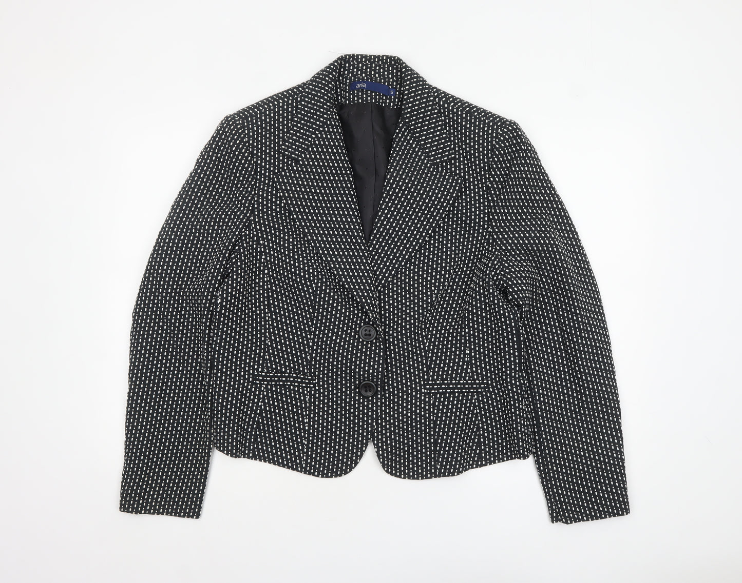 Aria Womens Black Polka Dot Cotton Lined Two Button Blazer Size 18