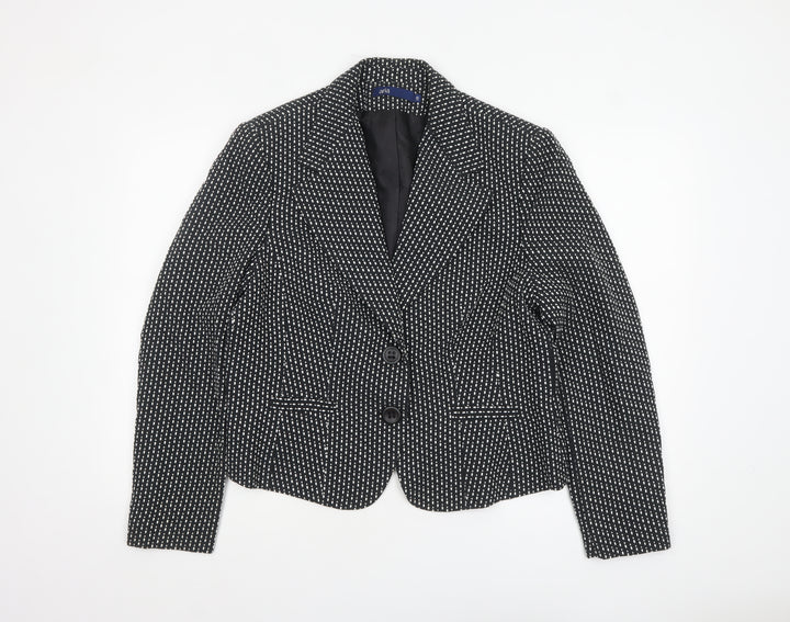 Aria Womens Black Polka Dot Cotton Lined Two Button Blazer Size 18