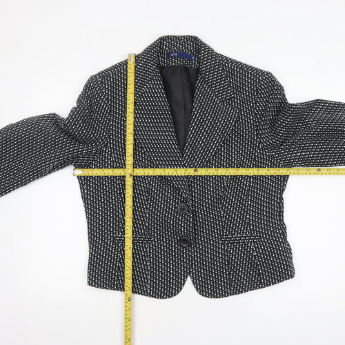 Aria Womens Black Polka Dot Cotton Lined Two Button Blazer Size 18