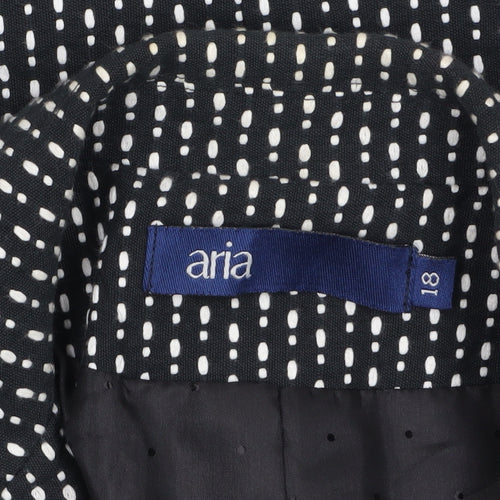 Aria Womens Black Polka Dot Cotton Lined Two Button Blazer Size 18