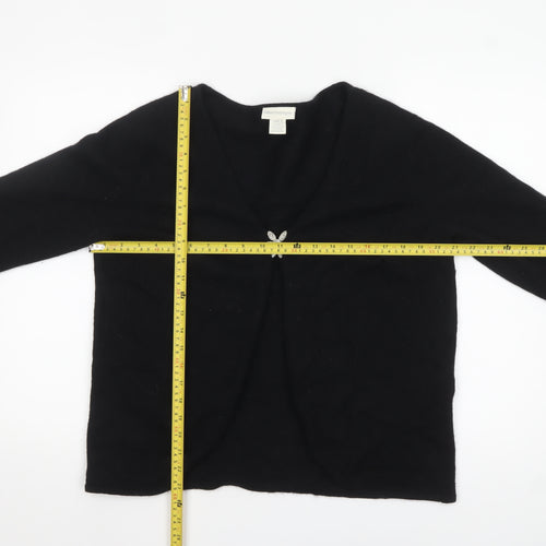 Sixteen TwentySix Women's Black Wool Angora Cardigan Size S Jewel Accent