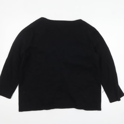 Sixteen TwentySix Women's Black Wool Angora Cardigan Size S Jewel Accent