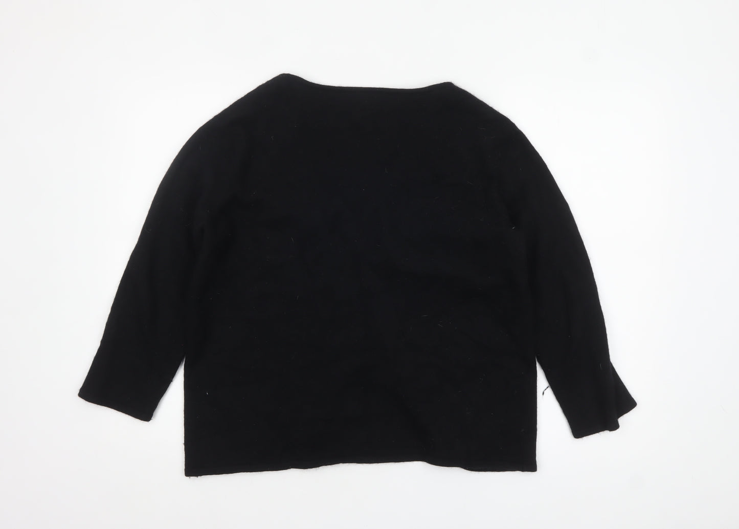 Sixteen TwentySix Women's Black Wool Angora Cardigan Size S Jewel Accent