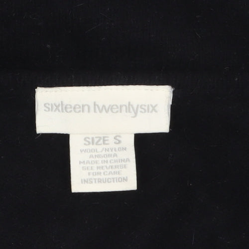 Sixteen TwentySix Women's Black Wool Angora Cardigan Size S Jewel Accent