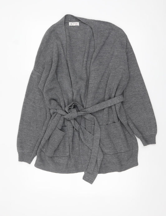 Urban Bliss Women's Grey Knit Belted Cardigan UK 10