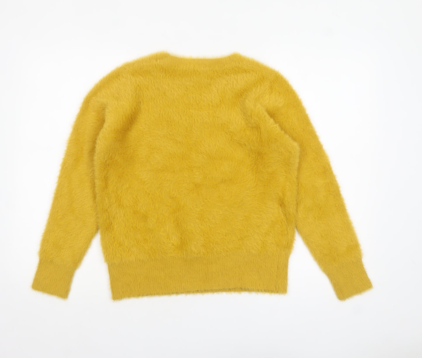 Marks and Spencer Womens Yellow V-Neck Fluffy Knit Jumper M