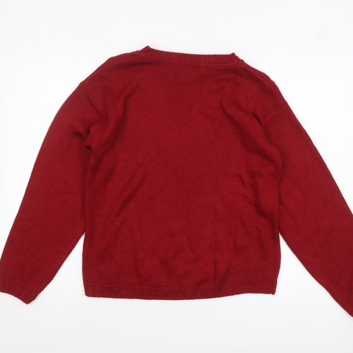 Berkertex Women's Dark Red Cable-Knit Acrylic Jumper Size 10-12