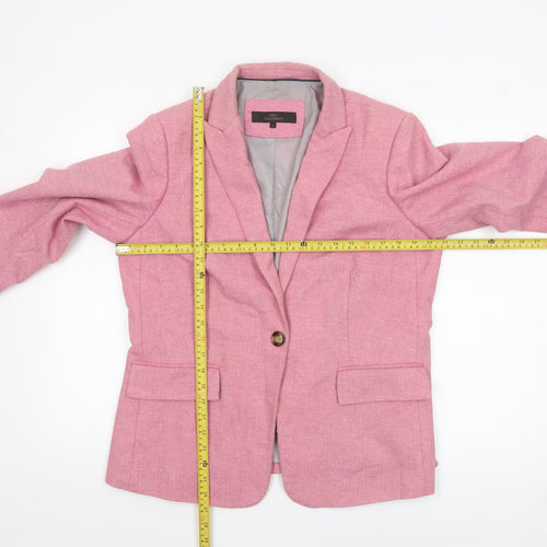 Next Women Pink Wool Blend One-Button Blazer UK 16 Tailored Jacket
