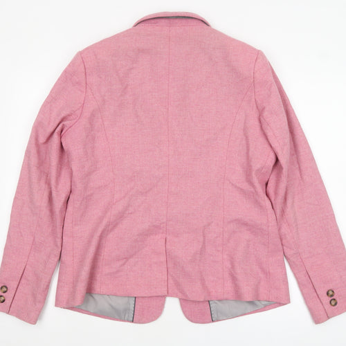 Next Women Pink Wool Blend One-Button Blazer UK 16 Tailored Jacket