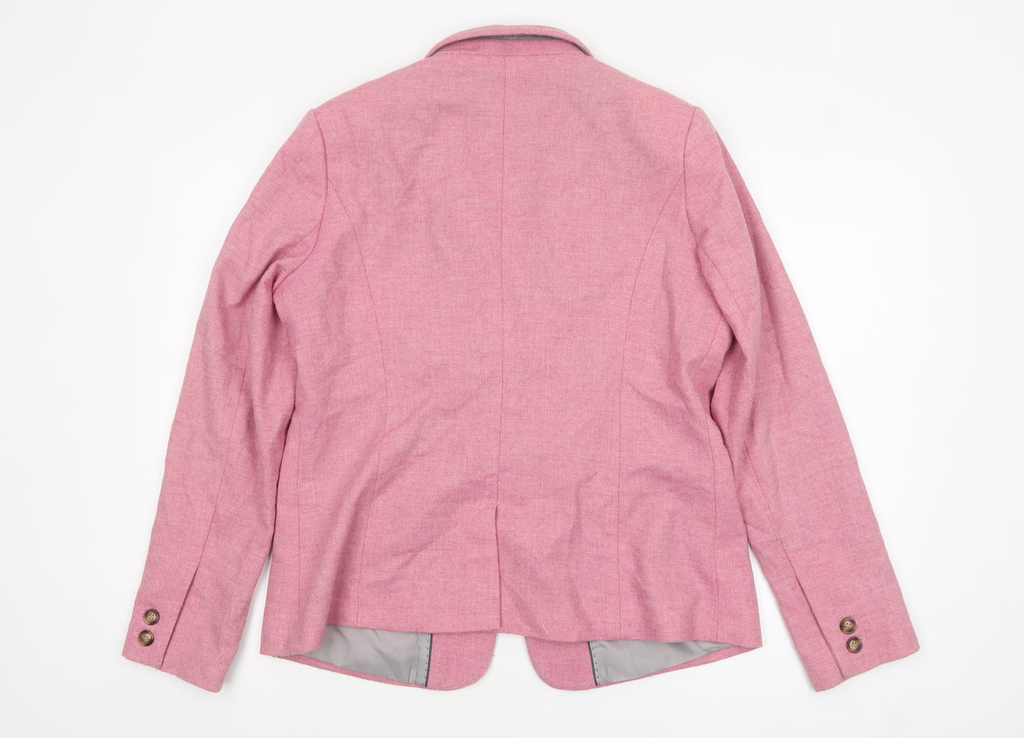 Next Women Pink Wool Blend One-Button Blazer UK 16 Tailored Jacket