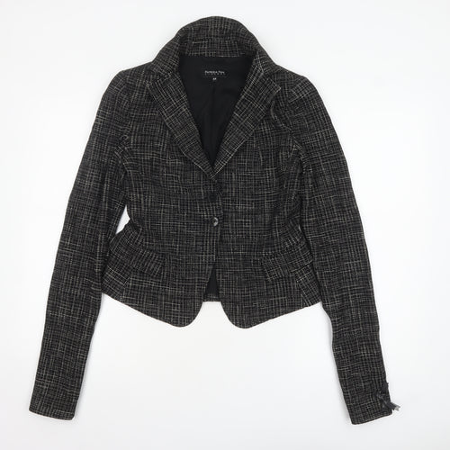 Patrizia Pepe Women’s Black Check Tweed Wool Blazer Size 16