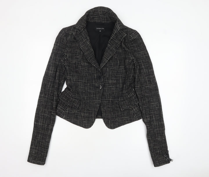 Patrizia Pepe Women’s Black Check Tweed Wool Blazer Size 16