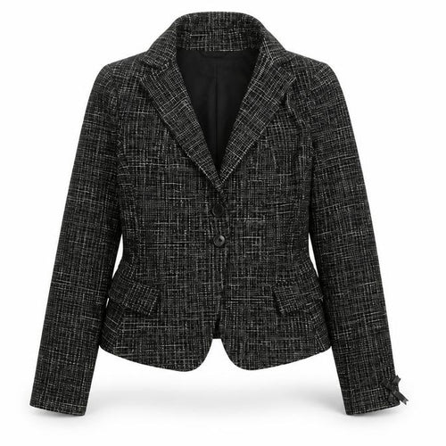 Patrizia Pepe Women’s Black Check Tweed Wool Blazer Size 16