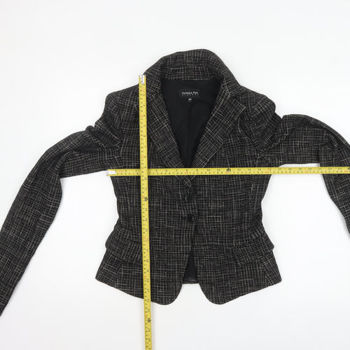 Patrizia Pepe Women’s Black Check Tweed Wool Blazer Size 16