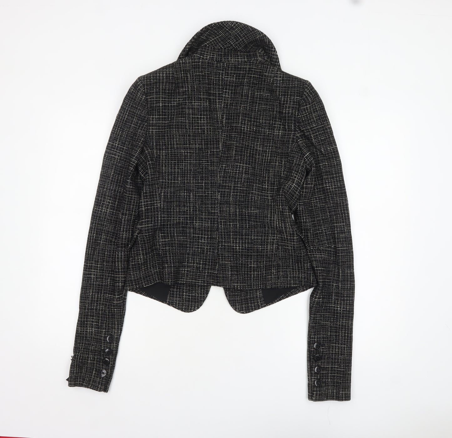 Patrizia Pepe Women’s Black Check Tweed Wool Blazer Size 16