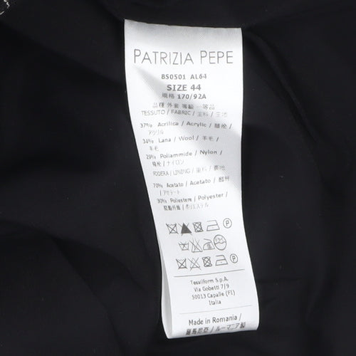 Patrizia Pepe Women’s Black Check Tweed Wool Blazer Size 16
