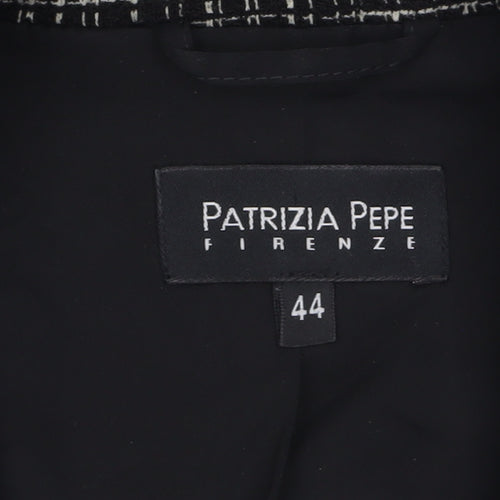 Patrizia Pepe Women’s Black Check Tweed Wool Blazer Size 16