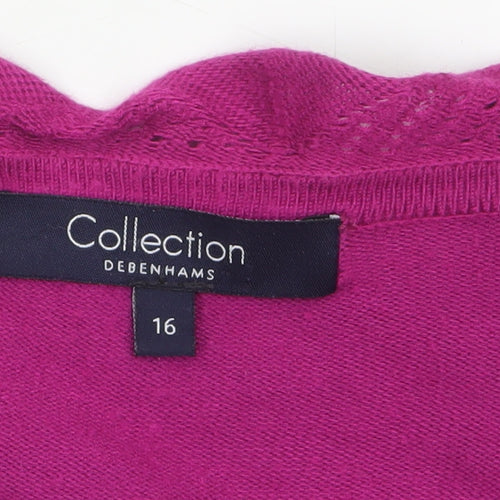 Debenhams Women’s Purple Wool Blend Wrap Cardigan Size 16