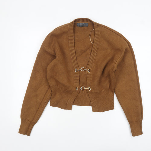 Primark Women Brown Medium Knit Cardigan with Buckle Detail
