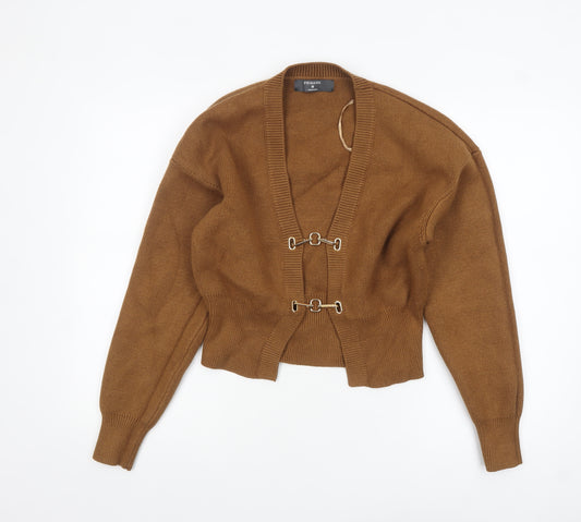 Primark Women Brown Medium Knit Cardigan with Buckle Detail