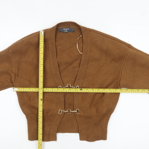 Primark Women Brown Medium Knit Cardigan with Buckle Detail