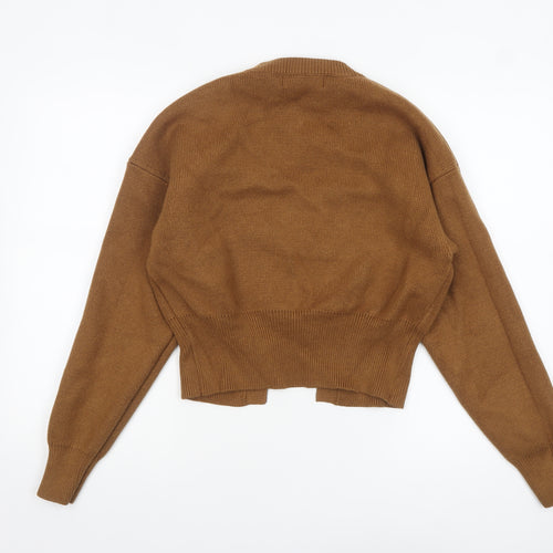 Primark Women Brown Medium Knit Cardigan with Buckle Detail