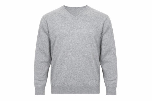 Front view of Next Men’s Grey V-Neck Cotton Jumper M Classic Knit Pullover