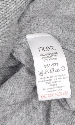 Next Men’s Grey V-Neck Cotton Jumper M Classic Knit Pullover