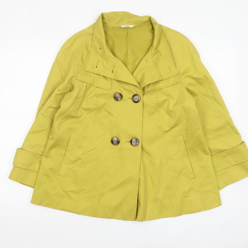 Marks and Spencer Women's Green Cotton Short Pea Coat UK 12