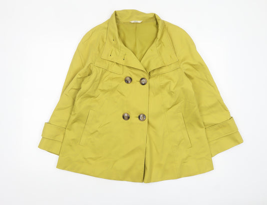 Marks and Spencer Women's Green Cotton Short Pea Coat UK 12