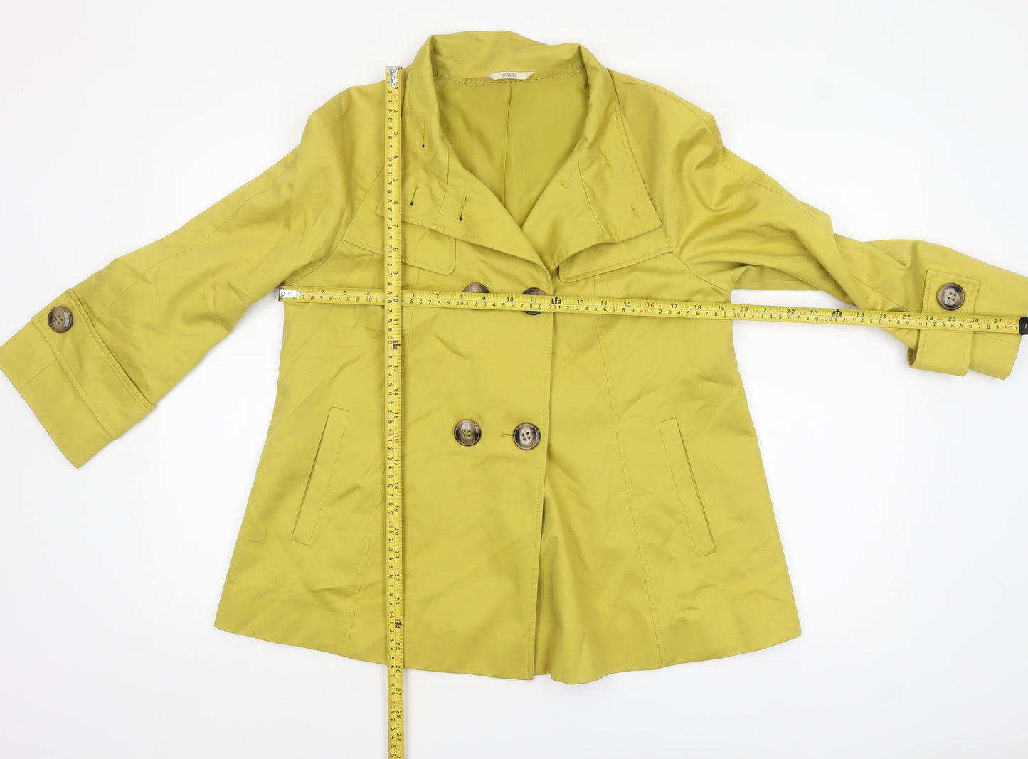 Marks and Spencer Women's Green Cotton Short Pea Coat UK 12
