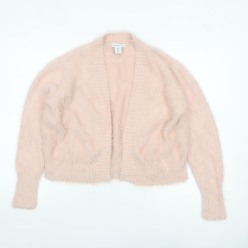 Shrinking Violet Womens Pink Fuzzy Knit Open Cardigan Size S