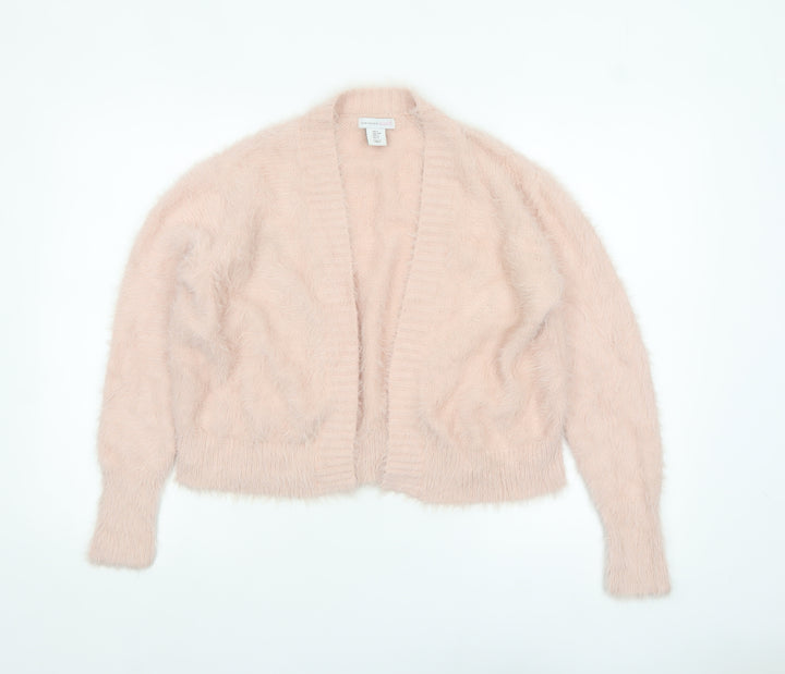 Shrinking Violet Womens Pink Fuzzy Knit Open Cardigan Size S