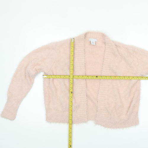 Shrinking Violet Womens Pink Fuzzy Knit Open Cardigan Size S
