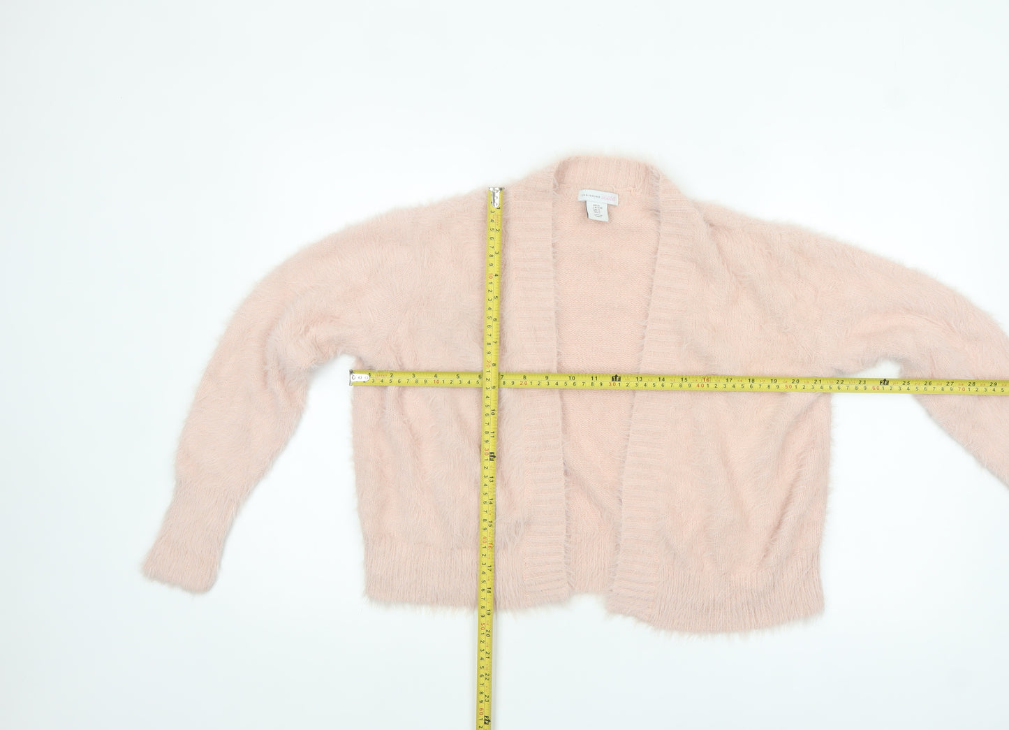 Shrinking Violet Womens Pink Fuzzy Knit Open Cardigan Size S