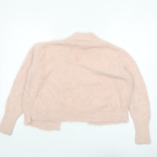 Shrinking Violet Womens Pink Fuzzy Knit Open Cardigan Size S