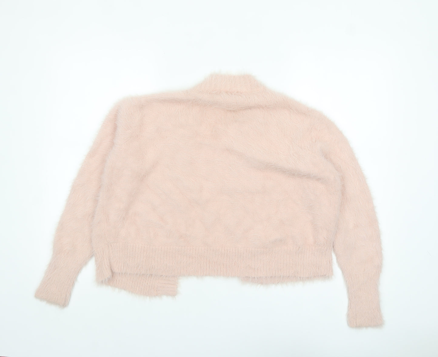 Shrinking Violet Womens Pink Fuzzy Knit Open Cardigan Size S
