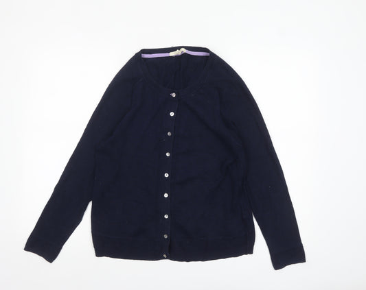 White Stuff Women's Blue Cotton Button-Up Cardigan UK 14