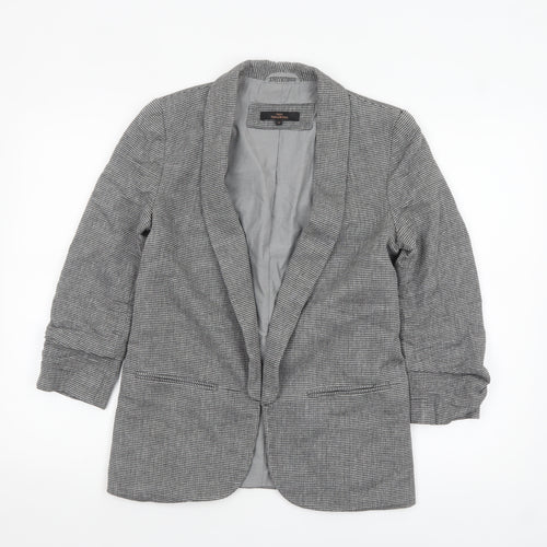 Next Women Grey Checked Blazer Jacket UK 10 Regular Fit
