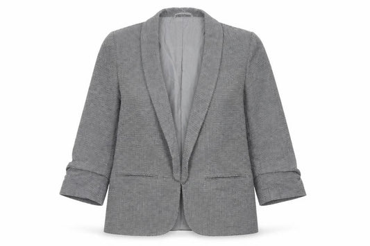 Front view of Next Women Grey Checked Blazer Jacket UK 10 Regular Fit
