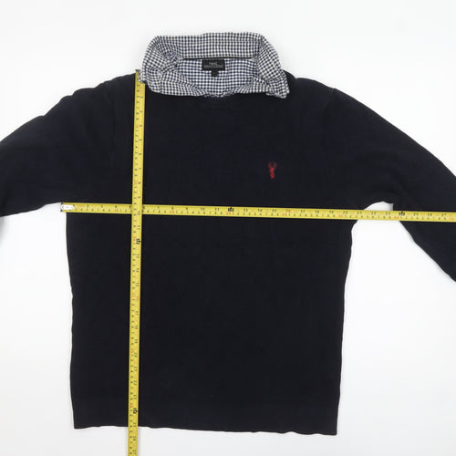 Next Mens Blue Collared Waffle-Knit Pullover Jumper Size L