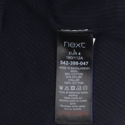 Next Mens Blue Collared Waffle-Knit Pullover Jumper Size L