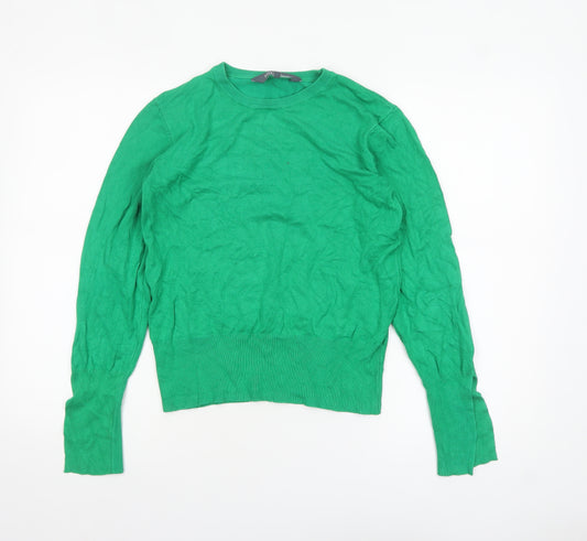 Sosandar Women's Green Crew Neck Long Sleeve Pullover Jumper Size 12