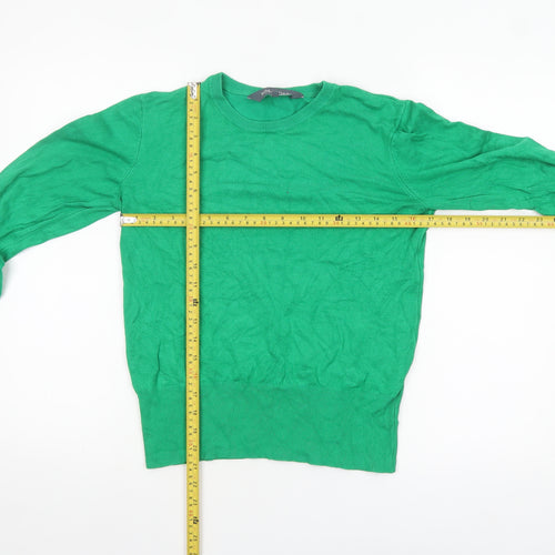Sosandar Women's Green Crew Neck Long Sleeve Pullover Jumper Size 12