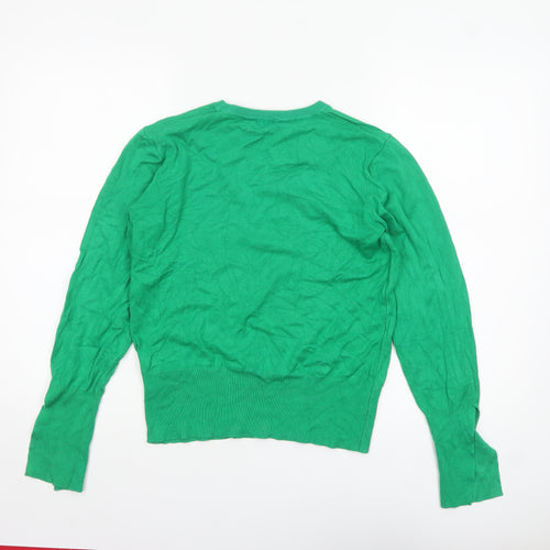 Sosandar Women's Green Crew Neck Long Sleeve Pullover Jumper Size 12